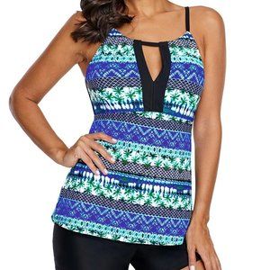 Stripped Patterns Tankini Swim Suit TOP ONLY (Blue and Green)